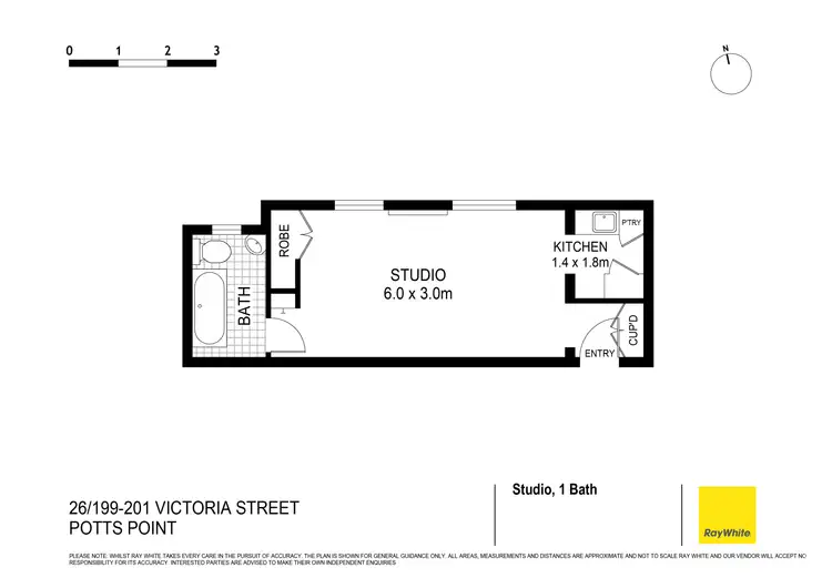 Floorplan of Homely studio listing, 26/199-201 Victoria Street, Potts Point NSW 2011