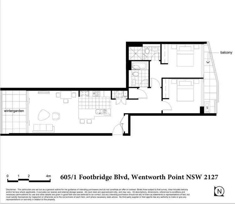 Floorplan of Homely apartment listing, 605/1 Footbridge Boulevard, Wentworth Point NSW 2127