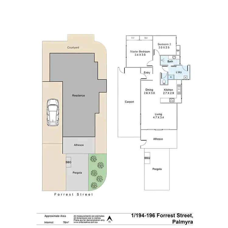 Floorplan of Homely villa listing, 1/194 Forrest Street, Palmyra WA 6157