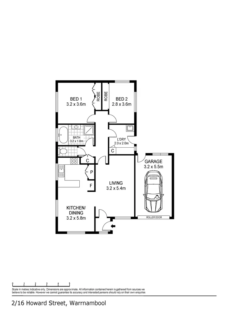 Floorplan of Homely unit listing, 2/16 Howard Street, Warrnambool VIC 3280