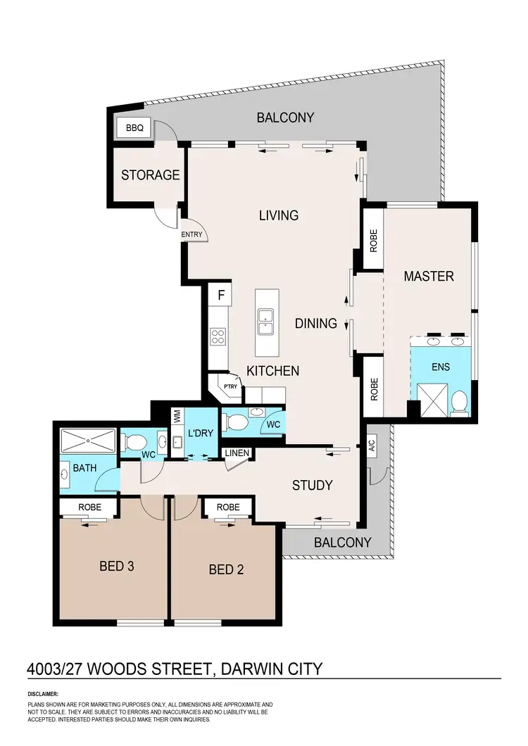 Floorplan of Homely apartment listing, 4003/27 Woods Street, Darwin City NT 800