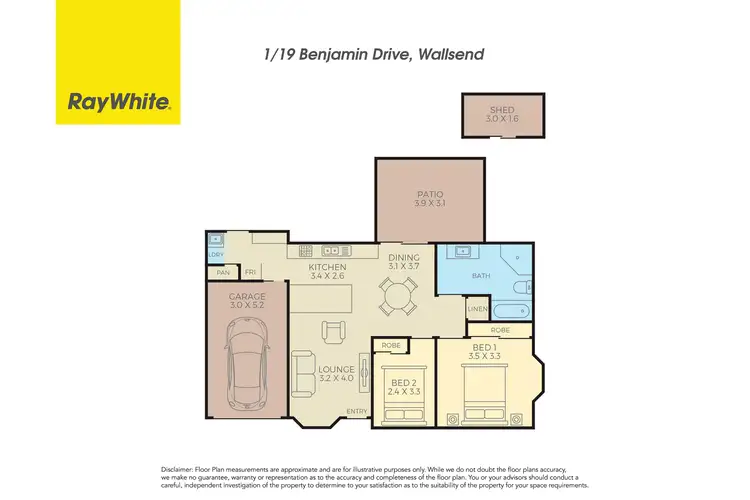 Floorplan of Homely semi-detached listing, 1/19 Benjamin Street, Wallsend NSW 2287