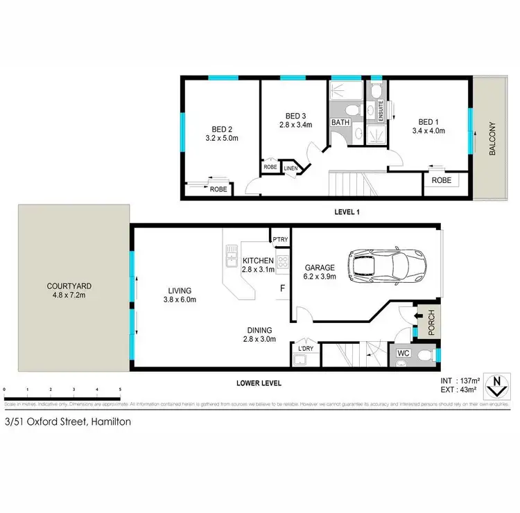 Floorplan of Homely townhouse listing, 3/51 Oxford Street, Hamilton QLD 4007
