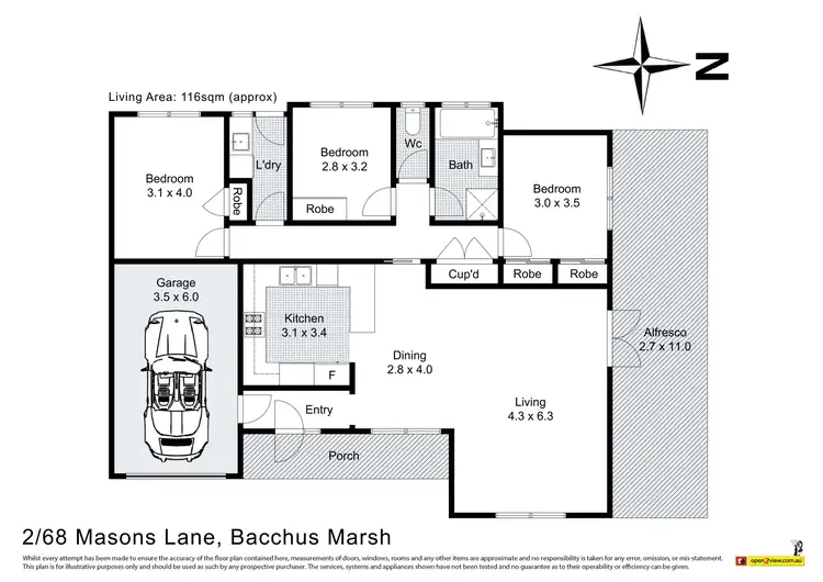 Floorplan of Homely unit listing, 2/68 Masons Lane, Bacchus Marsh VIC 3340
