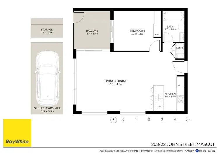 Floorplan of Homely apartment listing, 208/22 John Street, Mascot NSW 2020