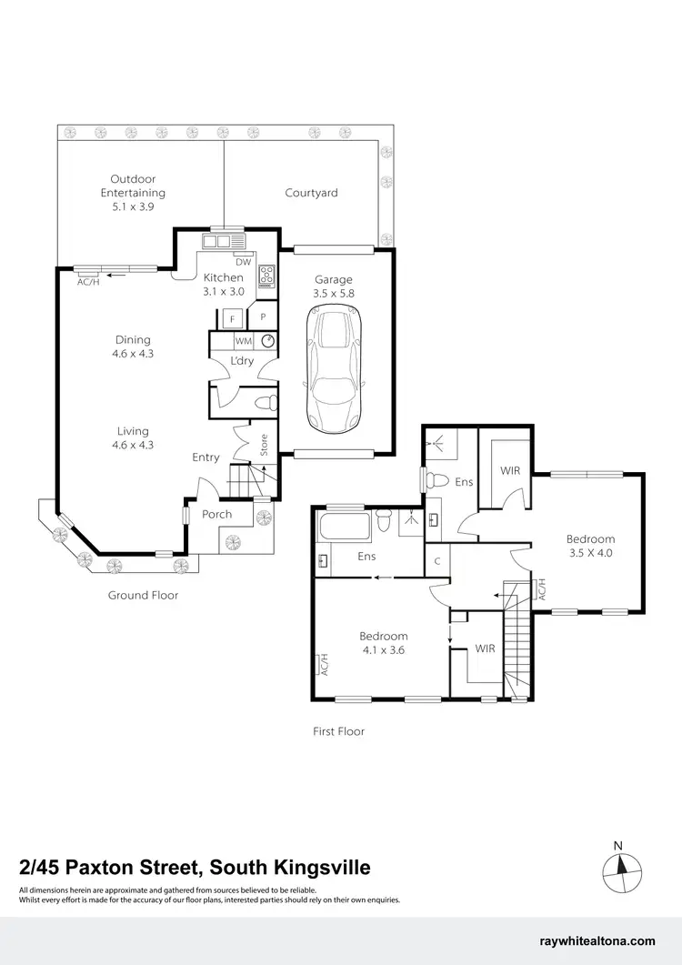 Floorplan of Homely townhouse listing, 2/45 Paxton Street, South Kingsville VIC 3015