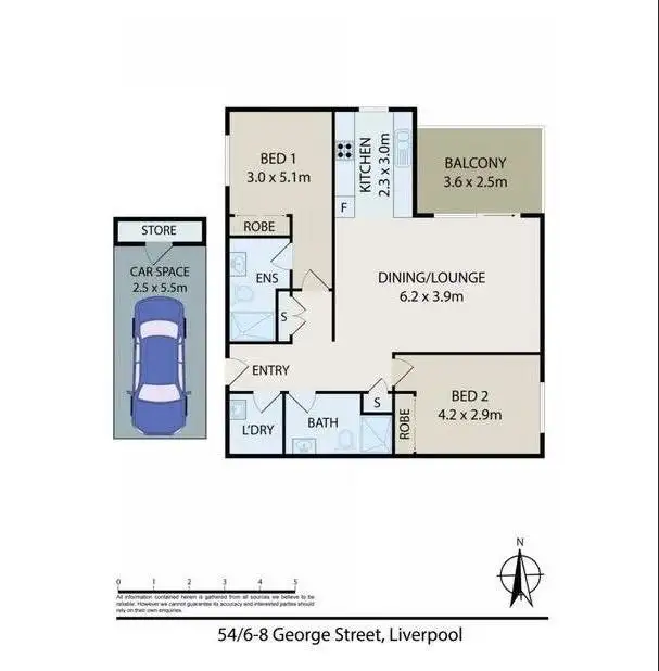Floorplan of Homely apartment listing, 54/6-8 George Street, Liverpool NSW 2170