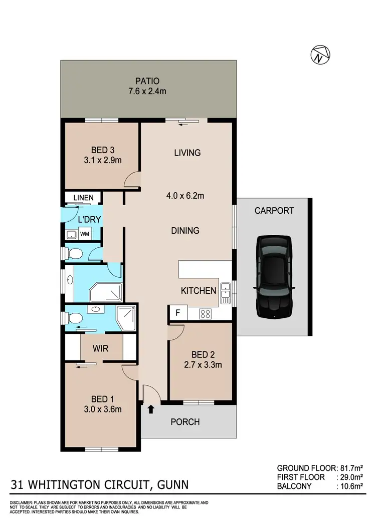 Floorplan of Homely house listing, 31 Whitington Circuit, Gunn NT 832