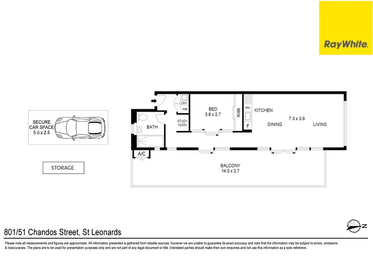 Floorplan of Homely studio listing, 801/51 Chandos Street, St Leonards NSW 2065