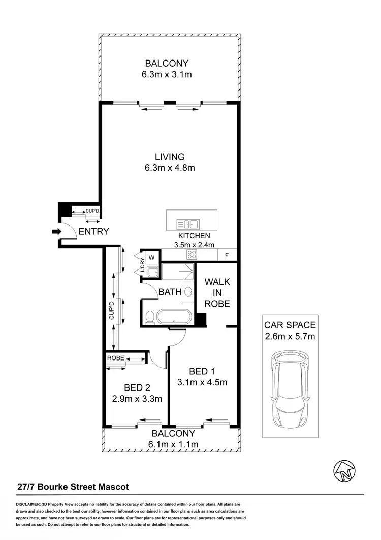 Floorplan of Homely apartment listing, 27/7 Bourke Street, Mascot NSW 2020