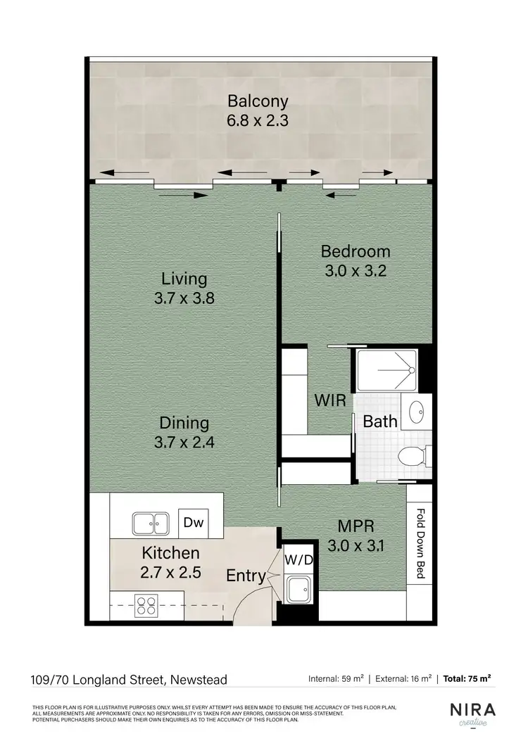 Floorplan of Homely apartment listing, 109/70 Longland Street, Newstead QLD 4006