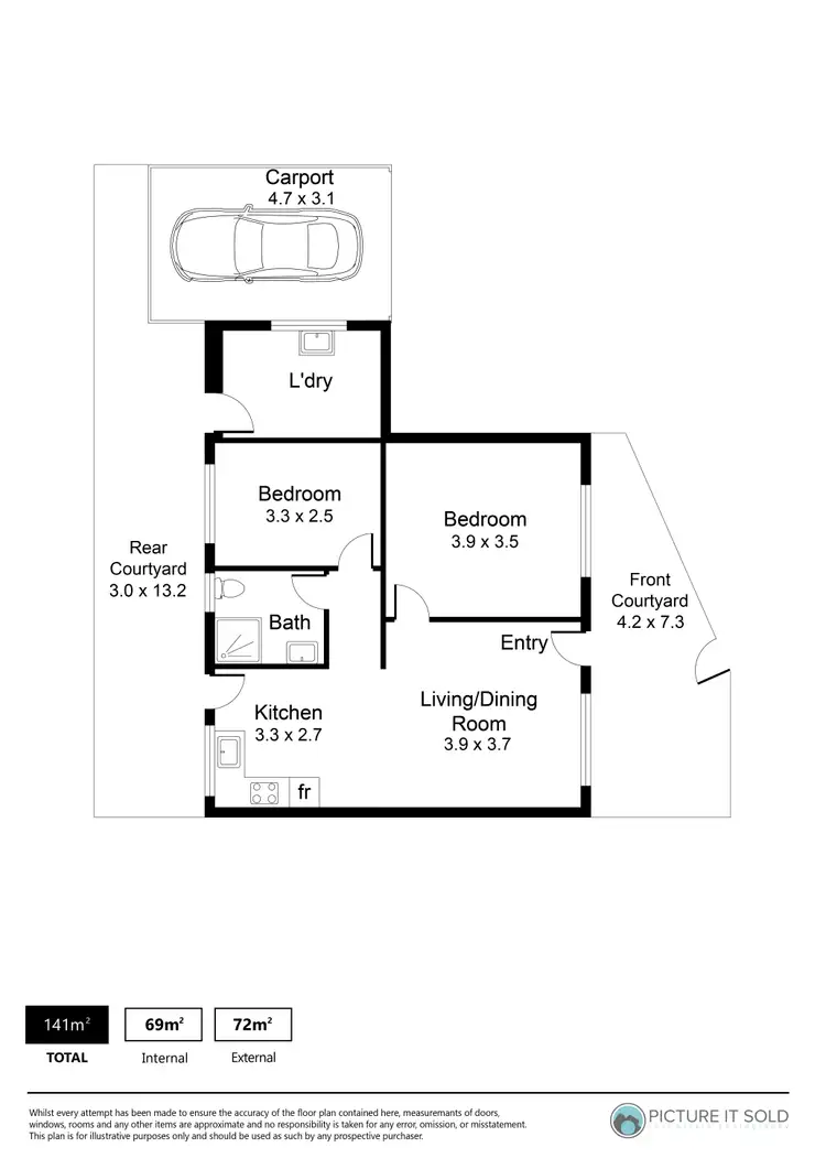 Floorplan of Homely apartment listing, 3/2 Everest Street, Fulham SA 5024