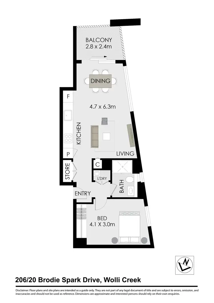 Floorplan of Homely apartment listing, 206/20 Brodie Spark Drive, Wolli Creek NSW 2205