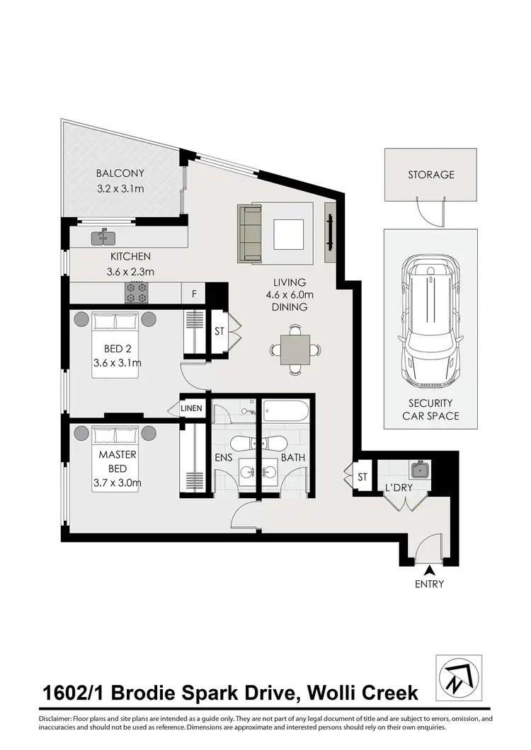 Floorplan of Homely apartment listing, 1602/1 Brodie Spark Drive, Wolli Creek NSW 2205