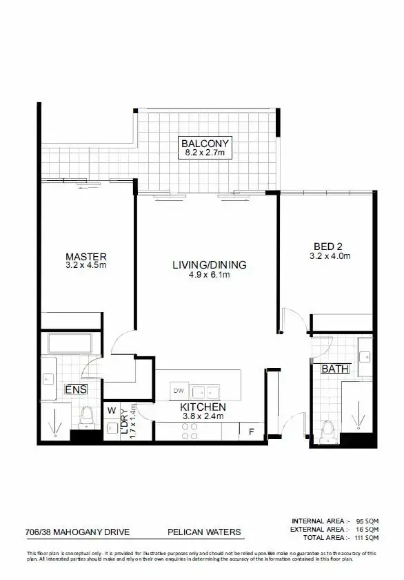 Floorplan of Homely unit listing, Unit 706/38 Mahogany Drive, Pelican Waters QLD 4551