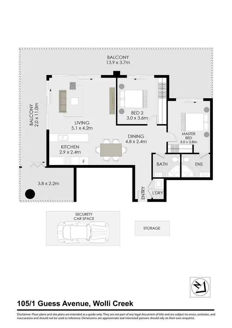 Floorplan of Homely apartment listing, 105/1 Guess Avenue, Wolli Creek NSW 2205