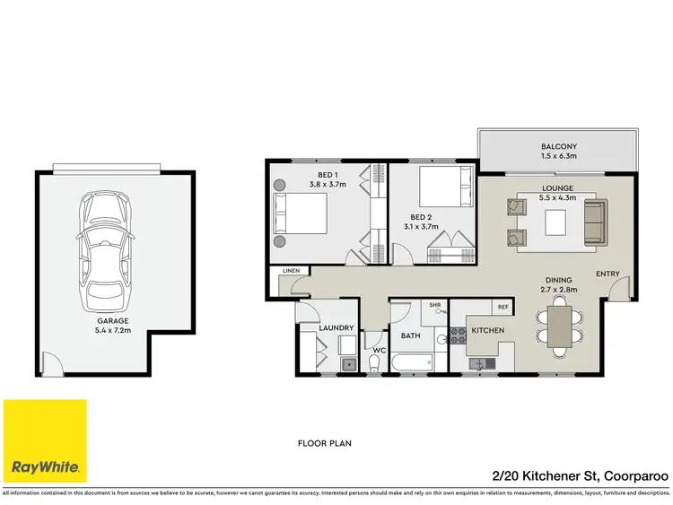 Floorplan of Homely apartment listing, 2/20 Kitchener Street, Coorparoo QLD 4151