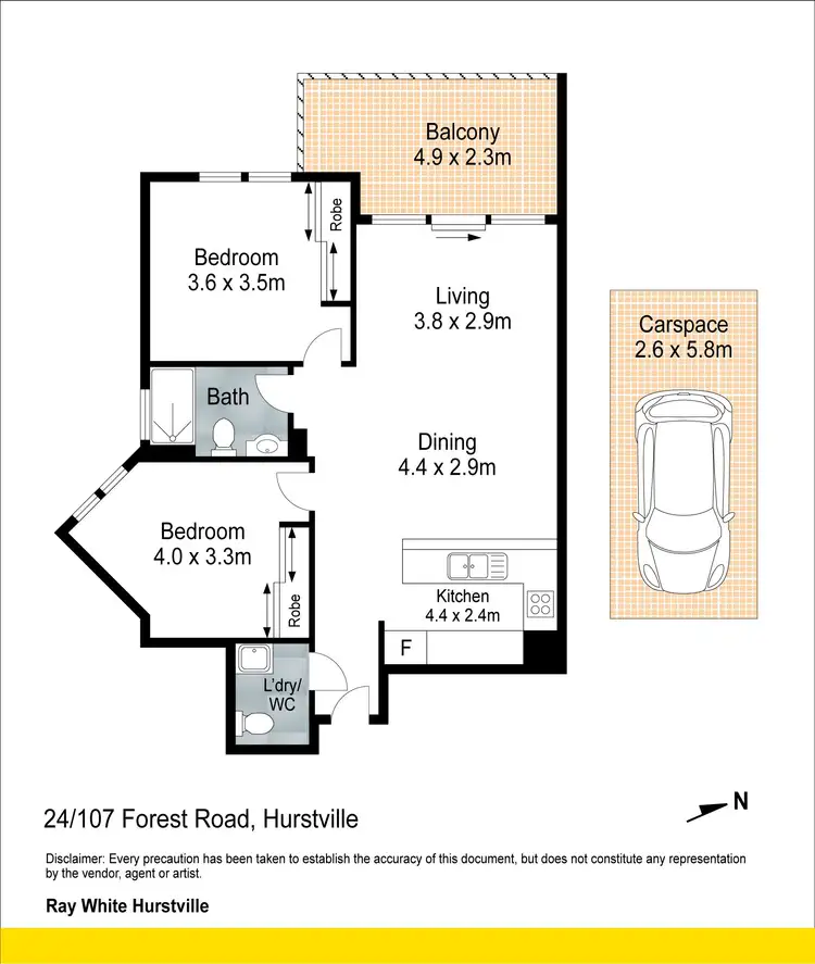 Floorplan of Homely apartment listing, 24/107 Forest Road, Hurstville NSW 2220