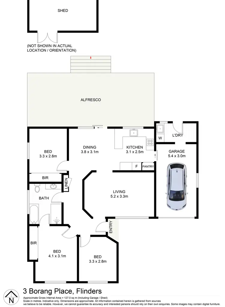 Floorplan of Homely house listing, 3 Borang Place, Flinders NSW 2529