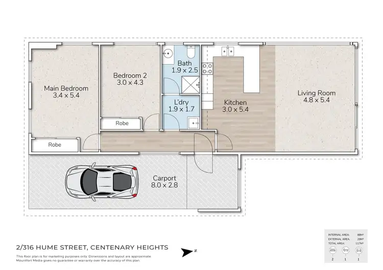 Floorplan of Homely unit listing, 2/316 Hume Street, Centenary Heights QLD 4350