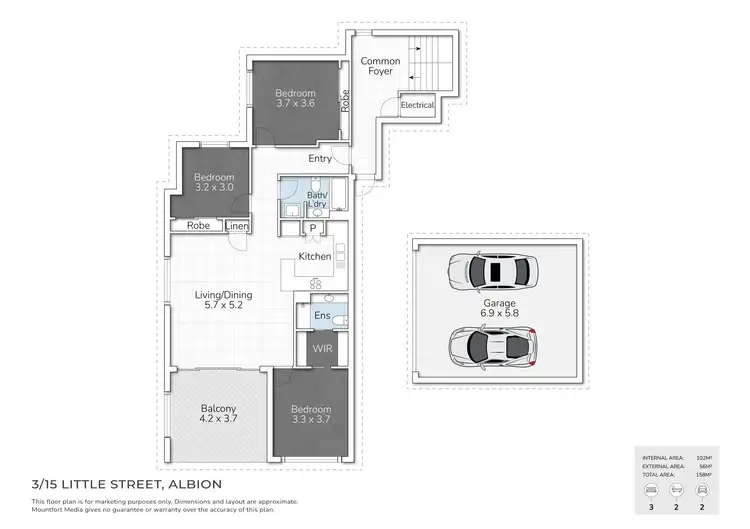 Floorplan of Homely unit listing, 3/15 Little Street, Albion QLD 4010