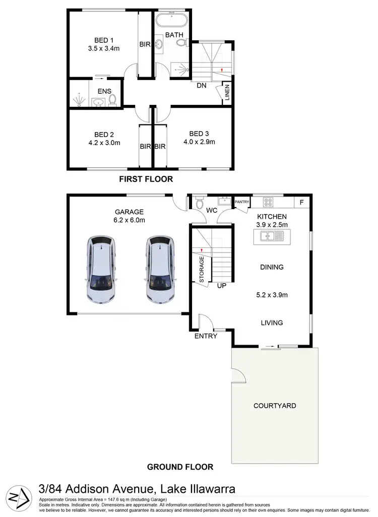 Floorplan of Homely townhouse listing, 3/84 Addison Avenue, Lake Illawarra NSW 2528