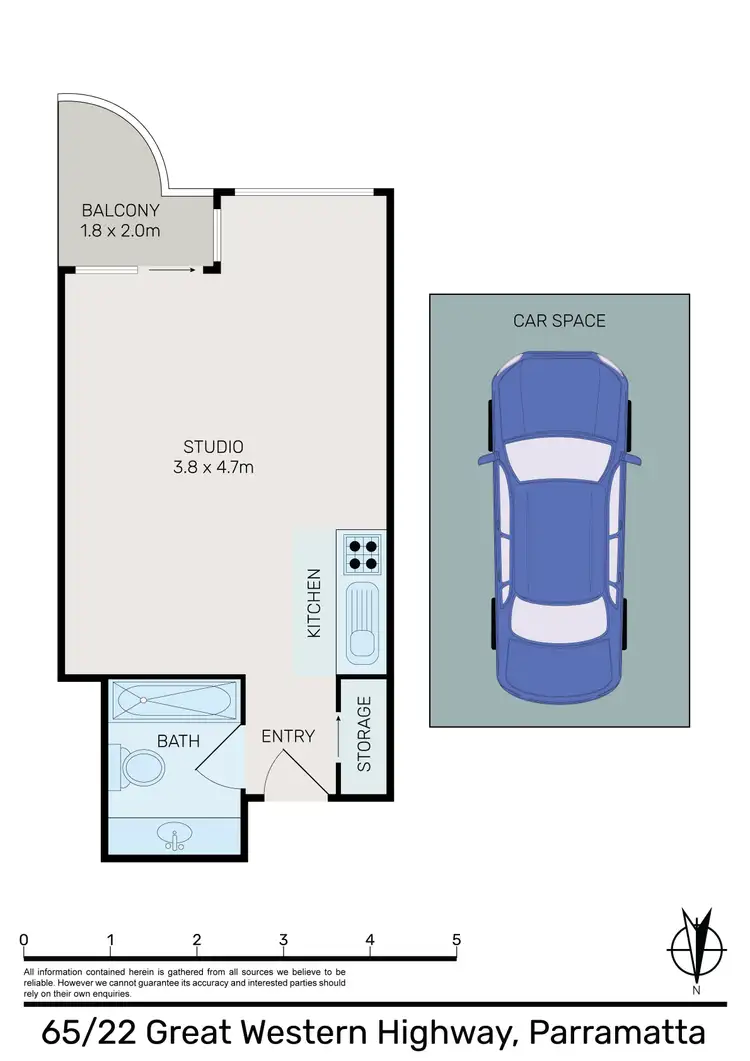 Floorplan of Homely studio listing, 65/22-32 Great Western Highway, Parramatta NSW 2150