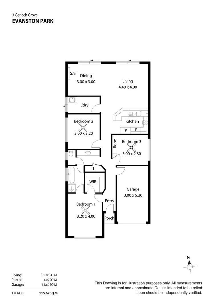 Floorplan of Homely house listing, 3 Gerlach Grove, Evanston Park SA 5116
