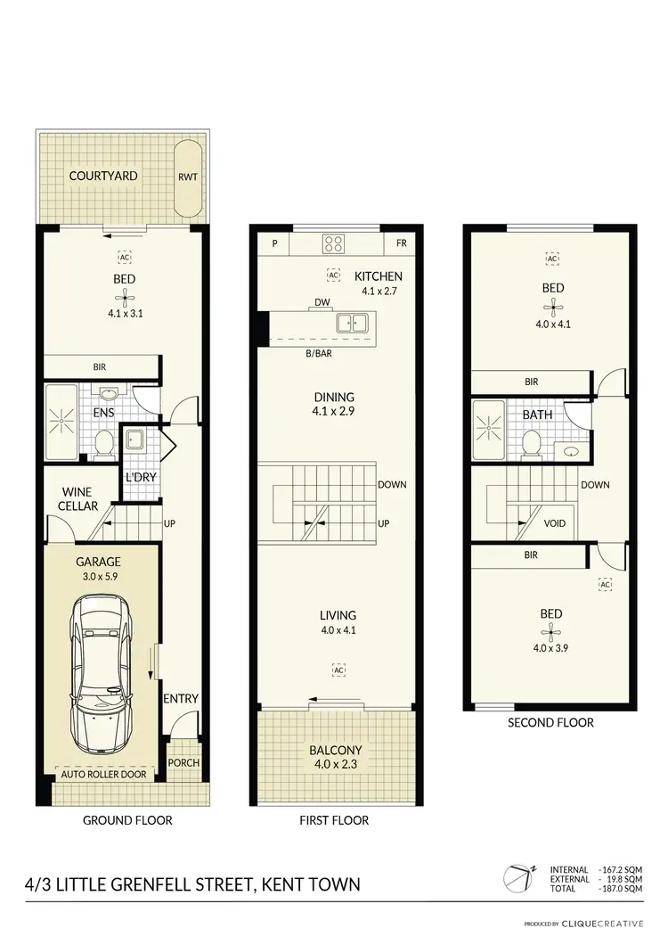 Floorplan of Homely townhouse listing, 4/3 Little Grenfell Street, Kent Town SA 5067