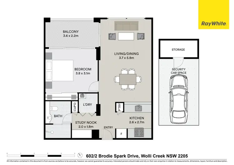 Floorplan of Homely apartment listing, 602/2 Brodie Spark Drive, Wolli Creek NSW 2205