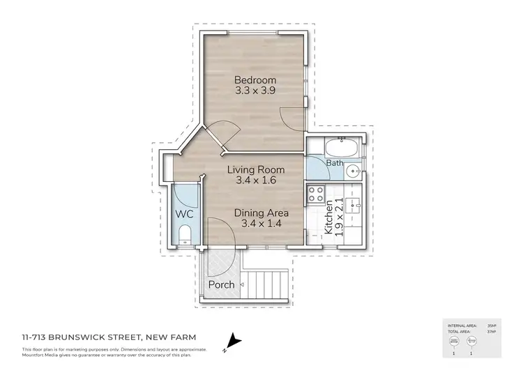 Floorplan of Homely apartment listing, 11/713 Brunswick Street, New Farm QLD 4005