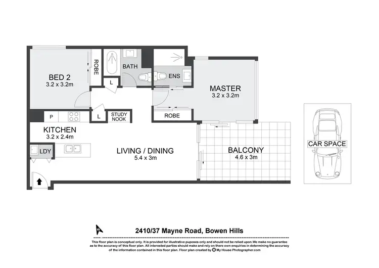 Floorplan of Homely apartment listing, 2410/37 Mayne Road, Bowen Hills QLD 4006