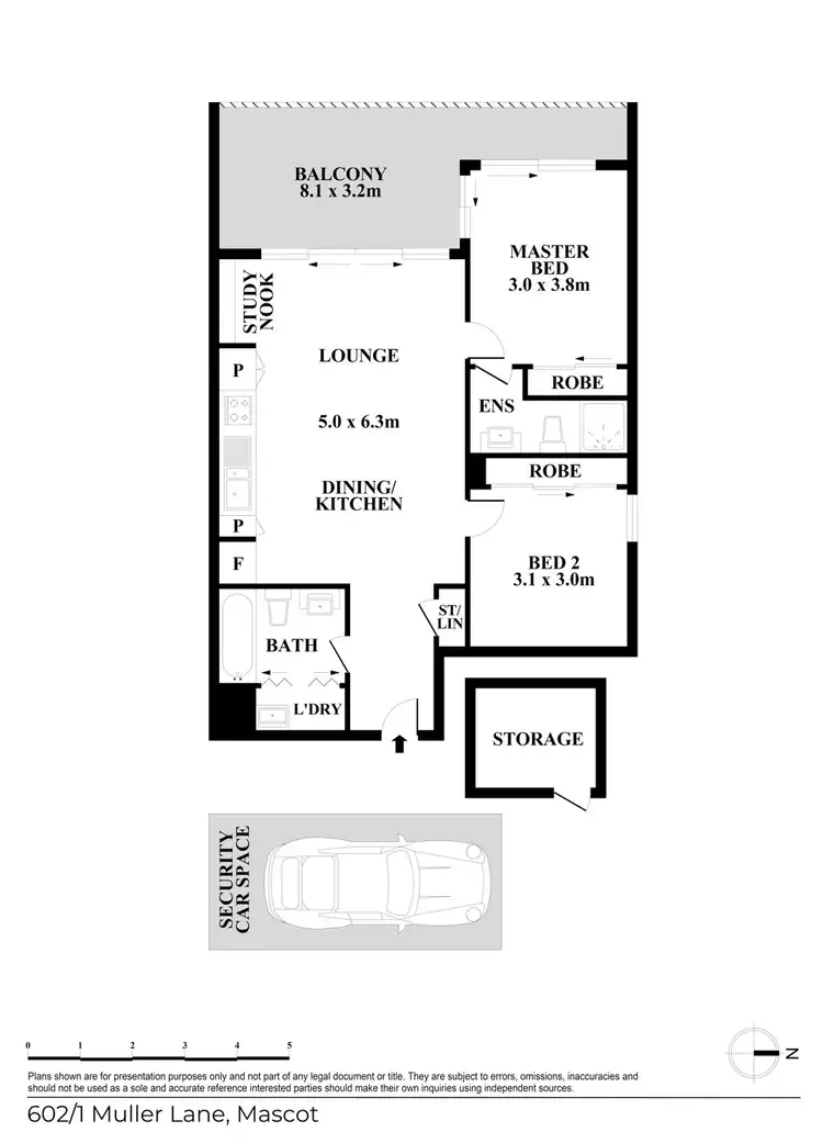 Floorplan of Homely apartment listing, 602C/1 Muller Lane, Mascot NSW 2020