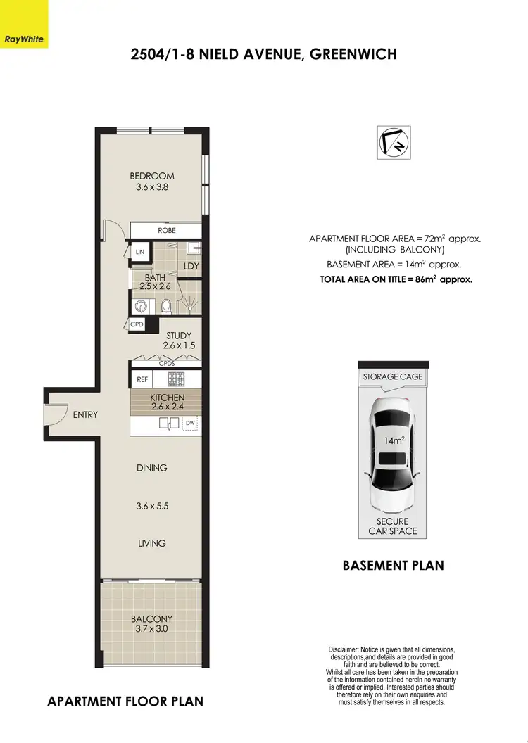 Floorplan of Homely apartment listing, 2504/1-8 Nield Avenue, Greenwich NSW 2065