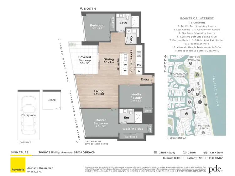 Floorplan of Homely apartment listing, 3008/12 Philip Avenue, Broadbeach QLD 4218