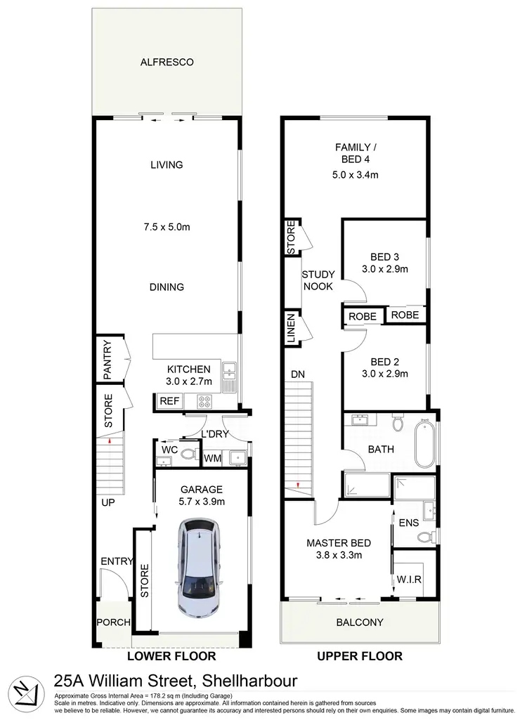 Floorplan of Homely semi-detached listing, 25A William Street, Shellharbour NSW 2529