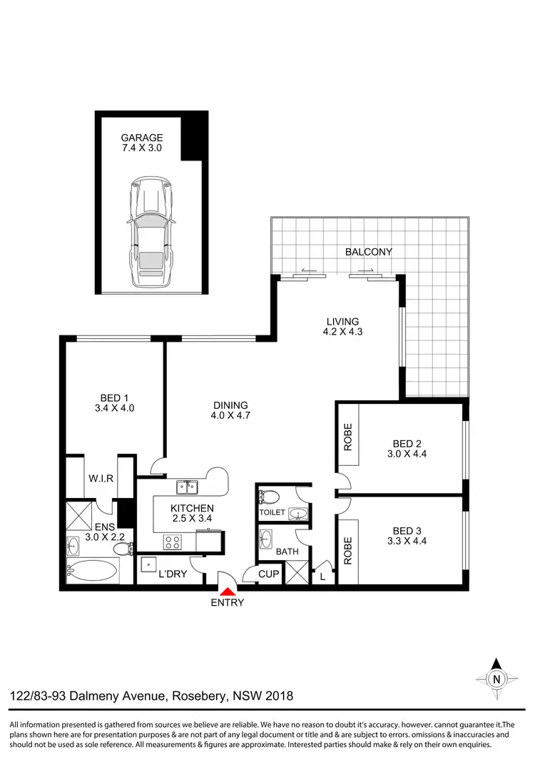 Floorplan of Homely apartment listing, 122/83-93 Dalmeny Avenue, Rosebery NSW 2018