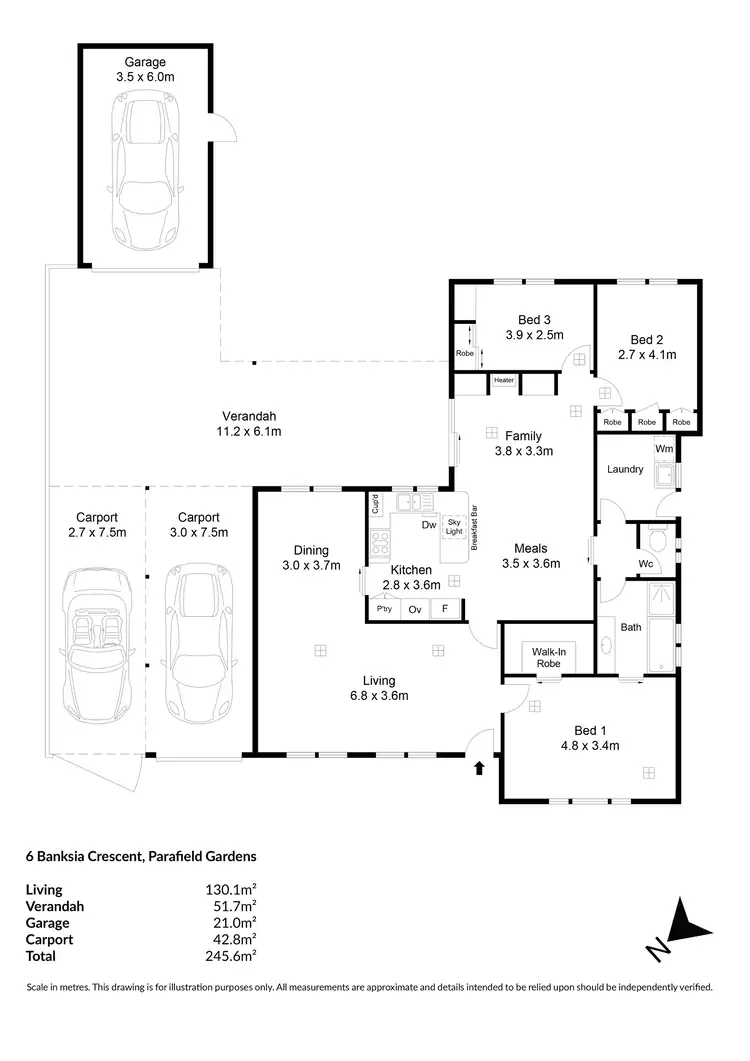 Floorplan of Homely house listing, 6 Banksia Crescent, Parafield Gardens SA 5107