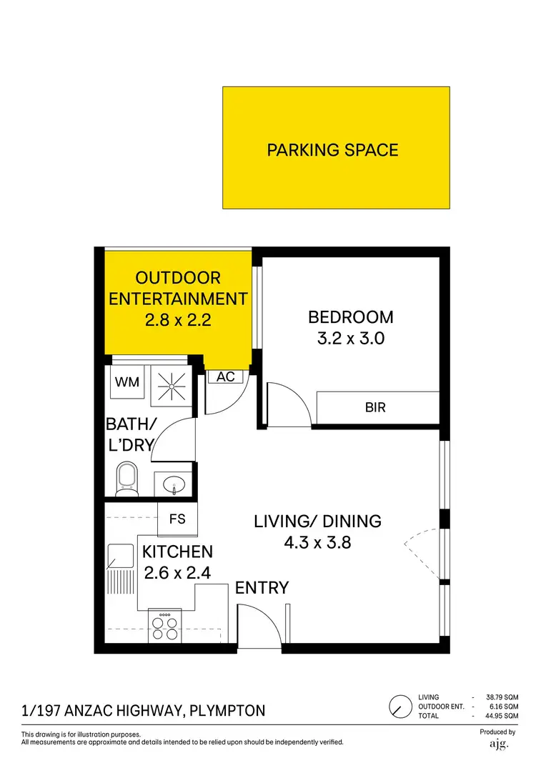 Floorplan of Homely unit listing, 1/197-201 Anzac Highway, Plympton SA 5038