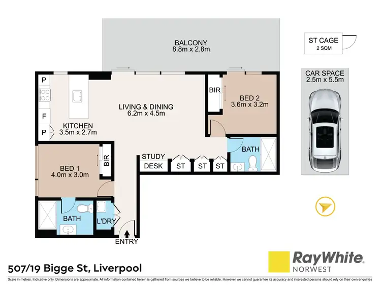 Floorplan of Homely apartment listing, 507/19 Bigge Street, Liverpool NSW 2170