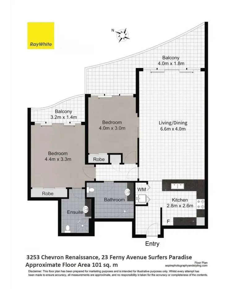 Floorplan of Homely apartment listing, 3253/23 Ferny Avenue, Surfers Paradise QLD 4217