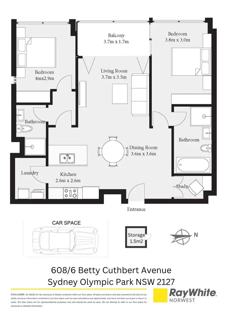 Floorplan of Homely apartment listing, Unit 608/6 Betty Cuthbert Avenue, Sydney Olympic Park NSW 2127