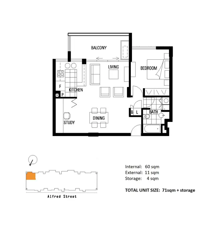 Floorplan of Homely apartment listing, 216/82 Alfred Street, Fortitude Valley QLD 4006