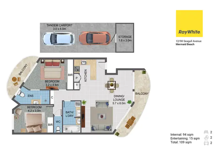 Floorplan of Homely unit listing, 12/98 Seagull Avenue, Mermaid Beach QLD 4218