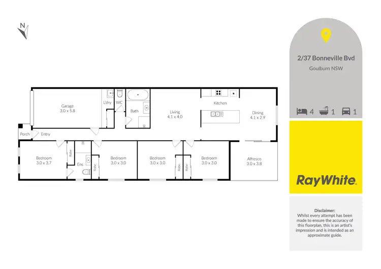 Floorplan of Homely semi-detached listing, 2/37 Bonneville Boulevard, Goulburn NSW 2580