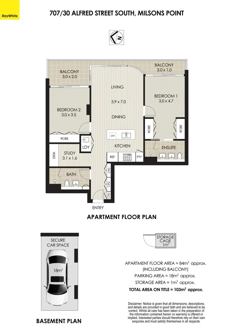 Floorplan of Homely apartment listing, 707/30 Alfred Street, Milsons Point NSW 2061