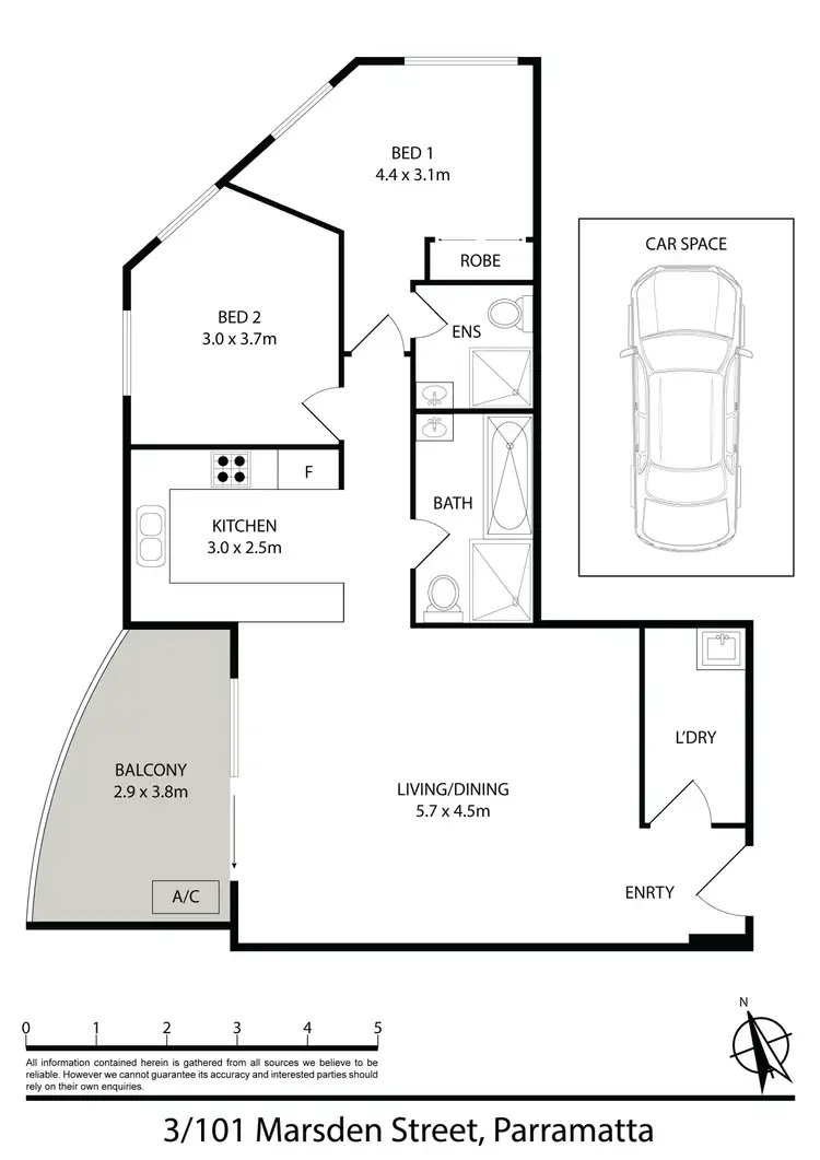 Floorplan of Homely apartment listing, 3/101 Marsden Street, Parramatta NSW 2150
