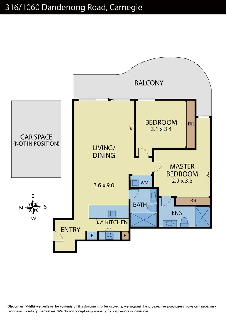 Floorplan of Homely apartment listing, 316/1060 Dandenong Road, Carnegie VIC 3163