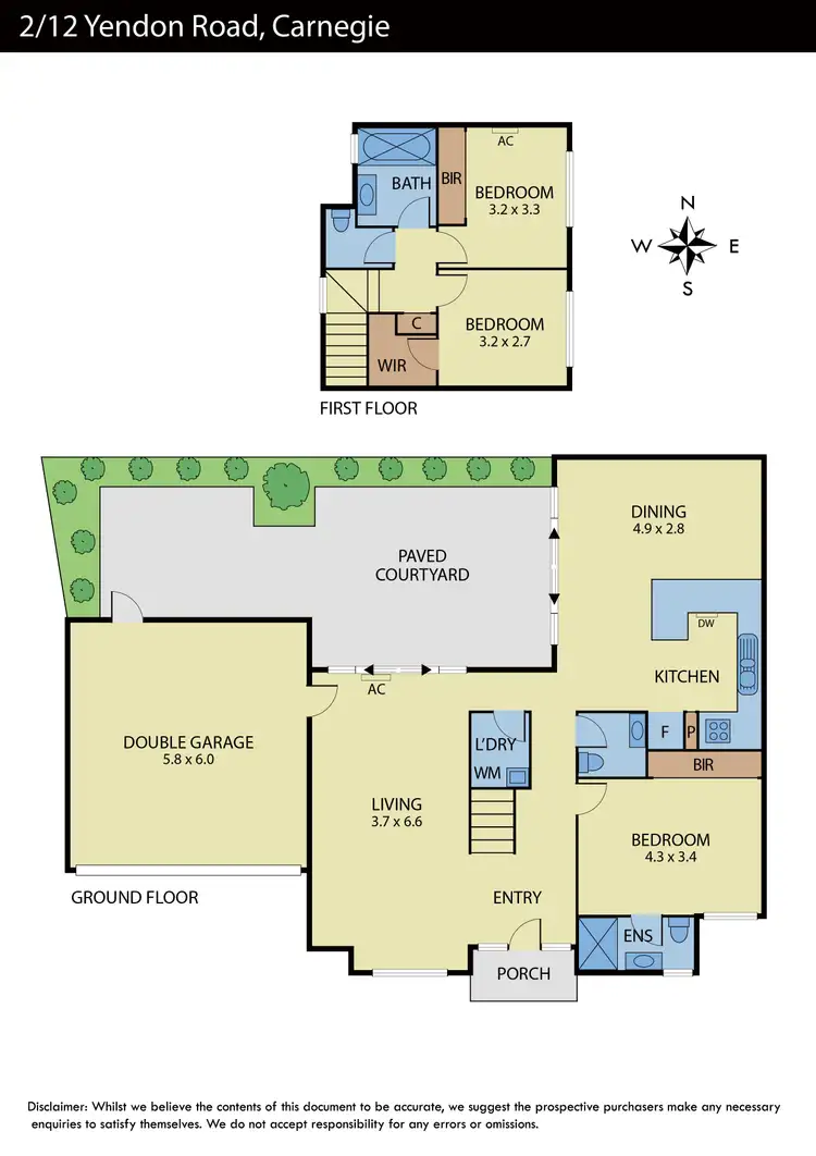 Floorplan of Homely townhouse listing, 2/12 Yendon Road, Carnegie VIC 3163