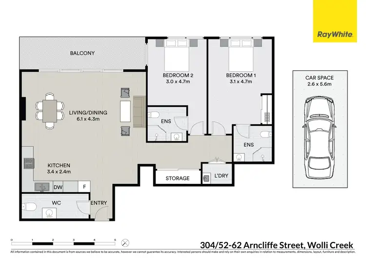 Floorplan of Homely apartment listing, 304/52-62 Arncliffe Street, Wolli Creek NSW 2205
